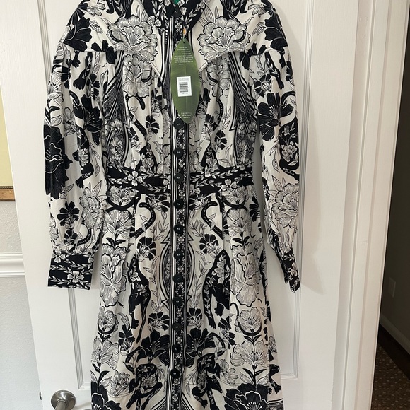 Farm Rio Off-White Flower Leopards Collared Midi Dress - Picture 4 of 4